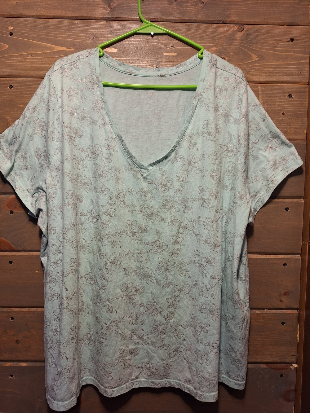 Ava & Viv Light Blue Floral V-Neck Tee